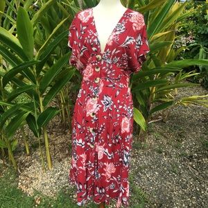 ANGIE Red floral casual dress